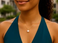 14k Yellow Gold Lariat Necklace with Pearls