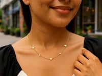 Pearl & Clover Choker Station Necklace in 14K Yellow Gold