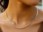 Petite Faceted Cuban Link Chain Necklace in 14K Yellow Gold
