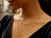 14K Yellow Gold Pyramid Station Layered Necklace