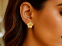 14K Yellow Gold Textured Daisy Earrings