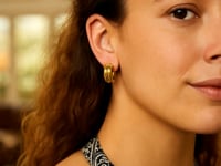 14K Yellow Gold Double Row Round Hoop Earrings (8.00 mm)