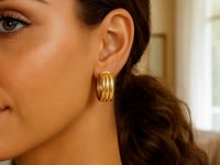 14K Yellow Gold Triple Row Oval Hoop Earrings (17.00 mm)