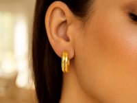 14K Yellow Gold Double Oval Hoop Earrings