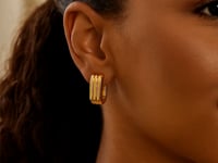 14K Yellow Gold Fancy Oval Triple Row Hoop Earrings