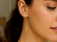 14K Yellow Gold Single Oval Drop Earrings