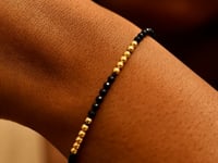 14K Yellow Gold And Onyx Pallina Bead Bracelet (3.00 mm)