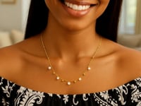 Pearl Scattered Bead Necklace in 14K Yellow Gold