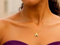 14K Yellow Gold Yours Truly Block Letter Initial A Necklace