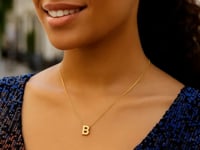 14K Yellow Gold Yours Truly Block Letter Initial B Necklace