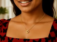 14K Yellow Gold Yours Truly Block Letter Initial D Necklace