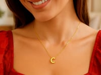 14K Yellow Gold Yours Truly Block Letter Initial C Necklace