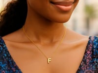 14K Yellow Gold Yours Truly Block Letter Initial F Necklace