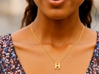 14K Yellow Gold Yours Truly Block Letter Initial H Necklace