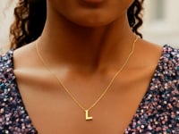 14K Yellow Gold Yours Truly Block Letter Initial L Necklace