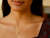 14K Yellow Gold Yours Truly Block Letter Initial R Necklace