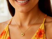 14K Yellow Gold Yours Truly Block Letter Initial Q Necklace