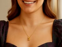 14K Yellow Gold Yours Truly Block Letter Initial S Necklace