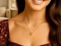 14K Yellow Gold Yours Truly Block Letter Initial U Necklace