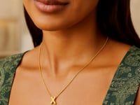 14K Yellow Gold Yours Truly Block Letter Initial X Necklace