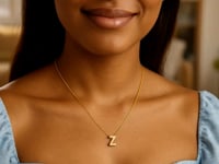 14K Yellow Gold Yours Truly Block Letter Initial Z Necklace