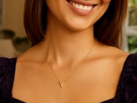 14K Yellow Gold Yours Truly Block Letter Initial Y Necklace