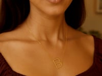 14K Yellow Gold Yours Truly Large Initial B Necklace