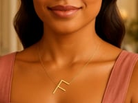 14K Yellow Gold Yours Truly Large Initial F Necklace