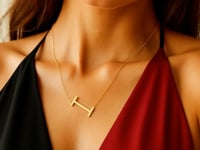 14K Yellow Gold Yours Truly Large Initial I Necklace