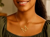14K Yellow Gold Yours Truly Large Initial M Necklace