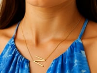 14K Yellow Gold Yours Truly Large Initial N Necklace