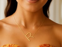14K Yellow Gold Yours Truly Large Initial R Necklace