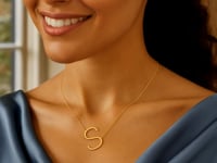 14K Yellow Gold Yours Truly Large Initial S Necklace