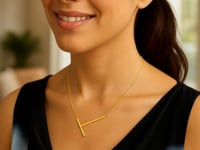 14K Yellow Gold Yours Truly Large Initial T Necklace