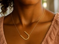 14K Yellow Gold Yours Truly Large Initial U Necklace