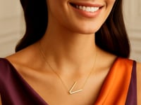 14K Yellow Gold Yours Truly Large Initial V Necklace