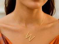 14K Yellow Gold Yours Truly Large Initial W Necklace