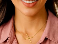 14K Yellow Gold Yours Truly Large Initial X Necklace