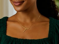 14K Yellow Gold Yours Truly Large Initial Y Necklace