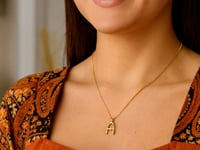 14K Yellow Gold Helium Initial A Pendant