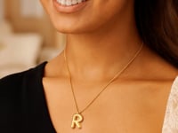 14K Yellow Gold Helium Initial R Pendant