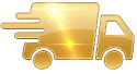 Gold-colored delivery truck icon on a white background