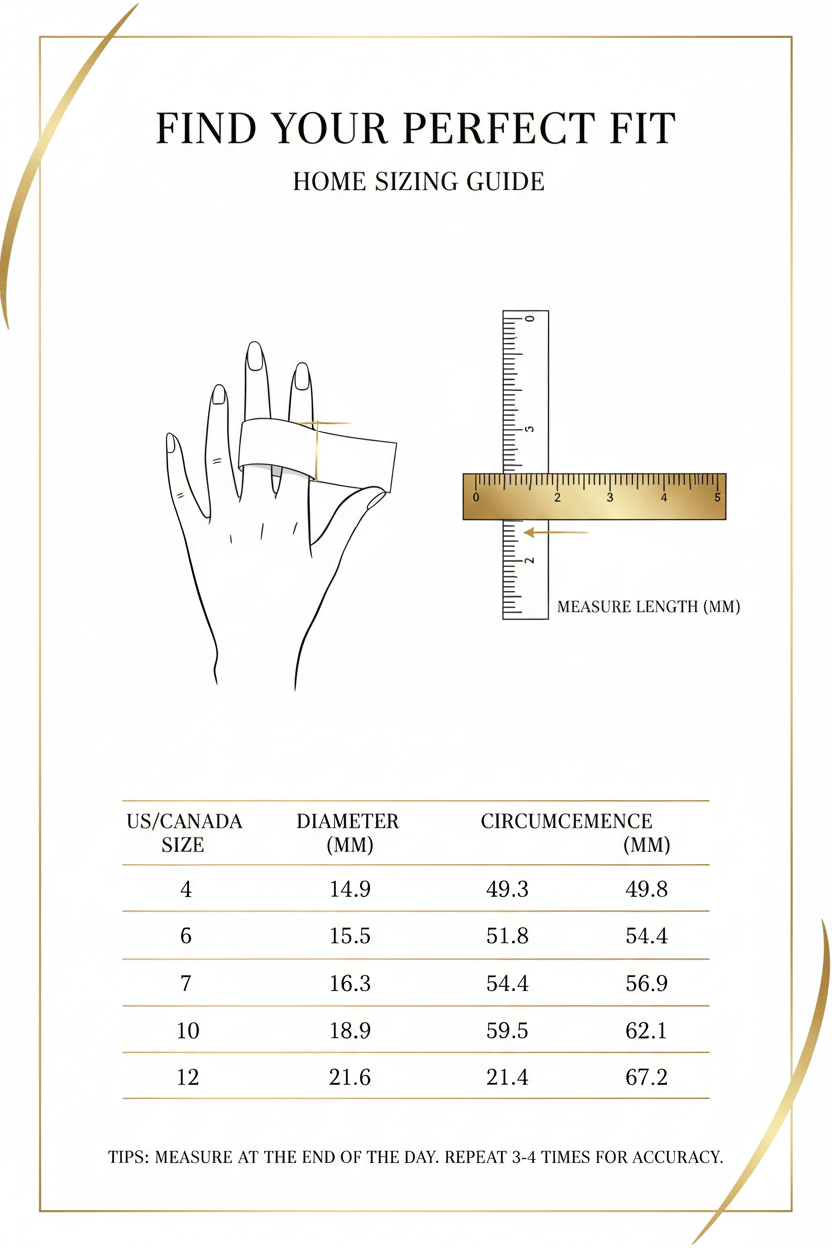 Ring Size Guide with Finger Measurement