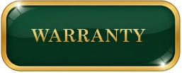 Green and gold 'WARRANTy' sign on a white background